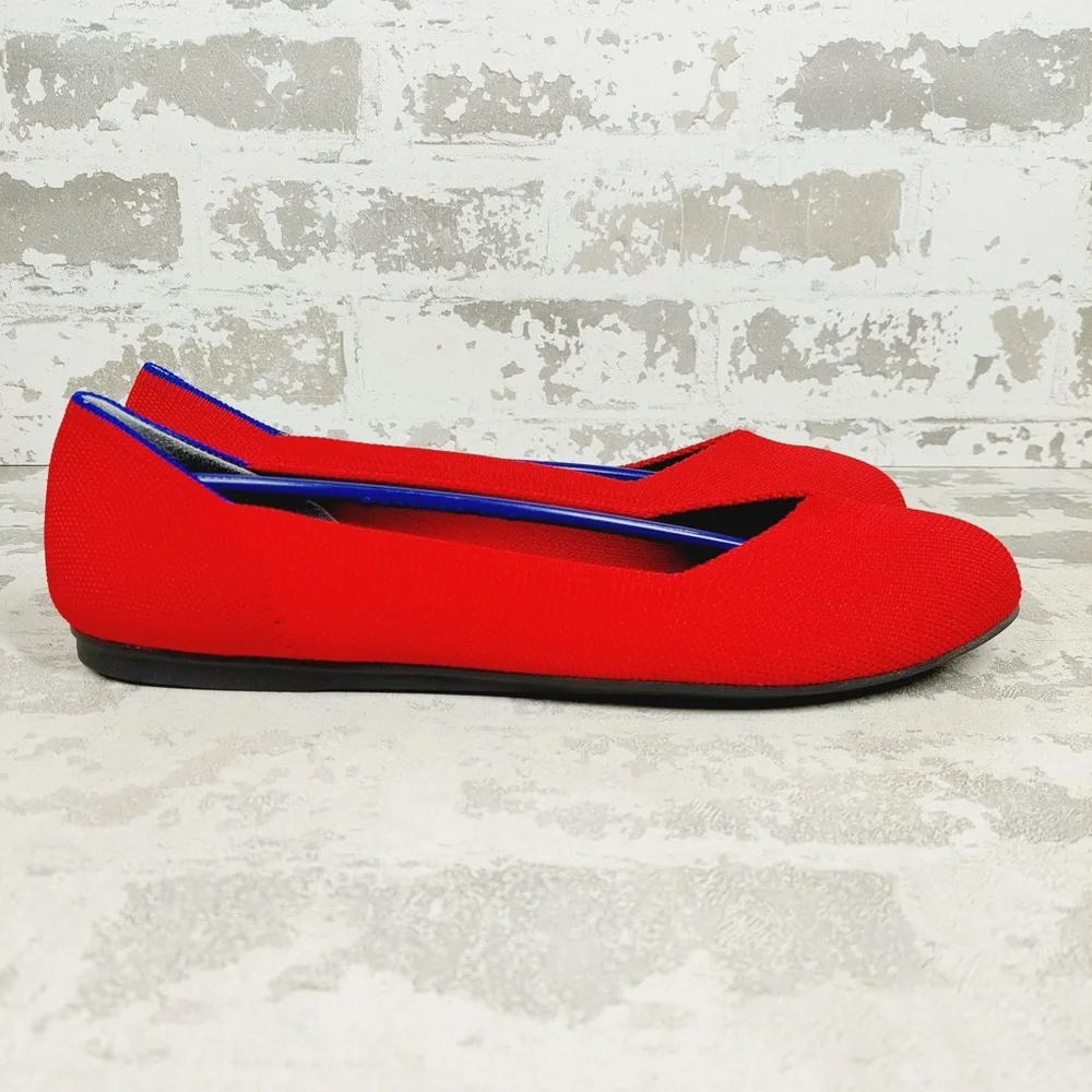NEW Rothy's The Flat Red Knit Round Toe Slip On Loafers F168